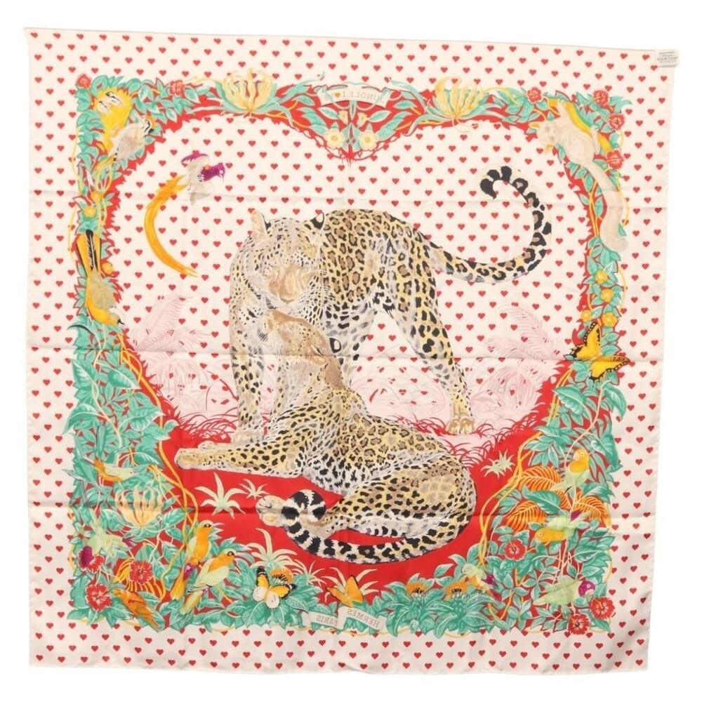 Hermes Silk Carre 90 Scarf In Jungle Love White - Picture 3 of 9